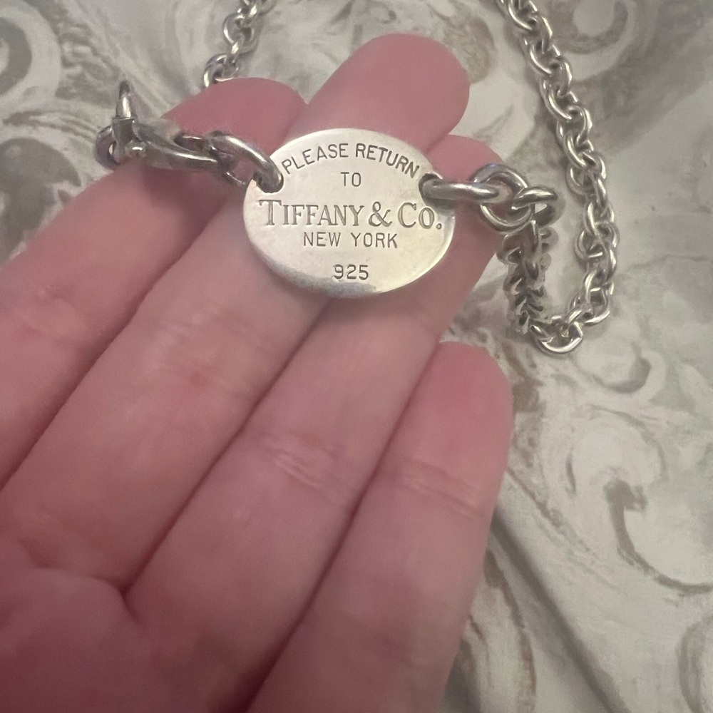 Tiffany & Co. Sterling Silver Oval Tag Choker